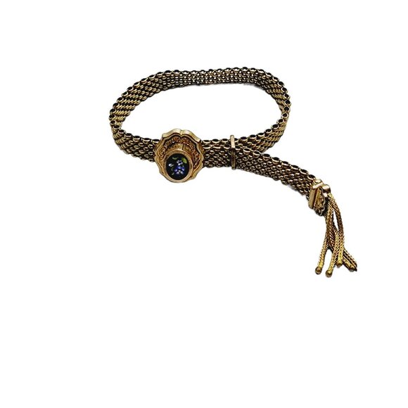 Antique Spectacular Rare Mosaic & Gold Filled Slide Bracelet (A772) - Picture 2 of 6